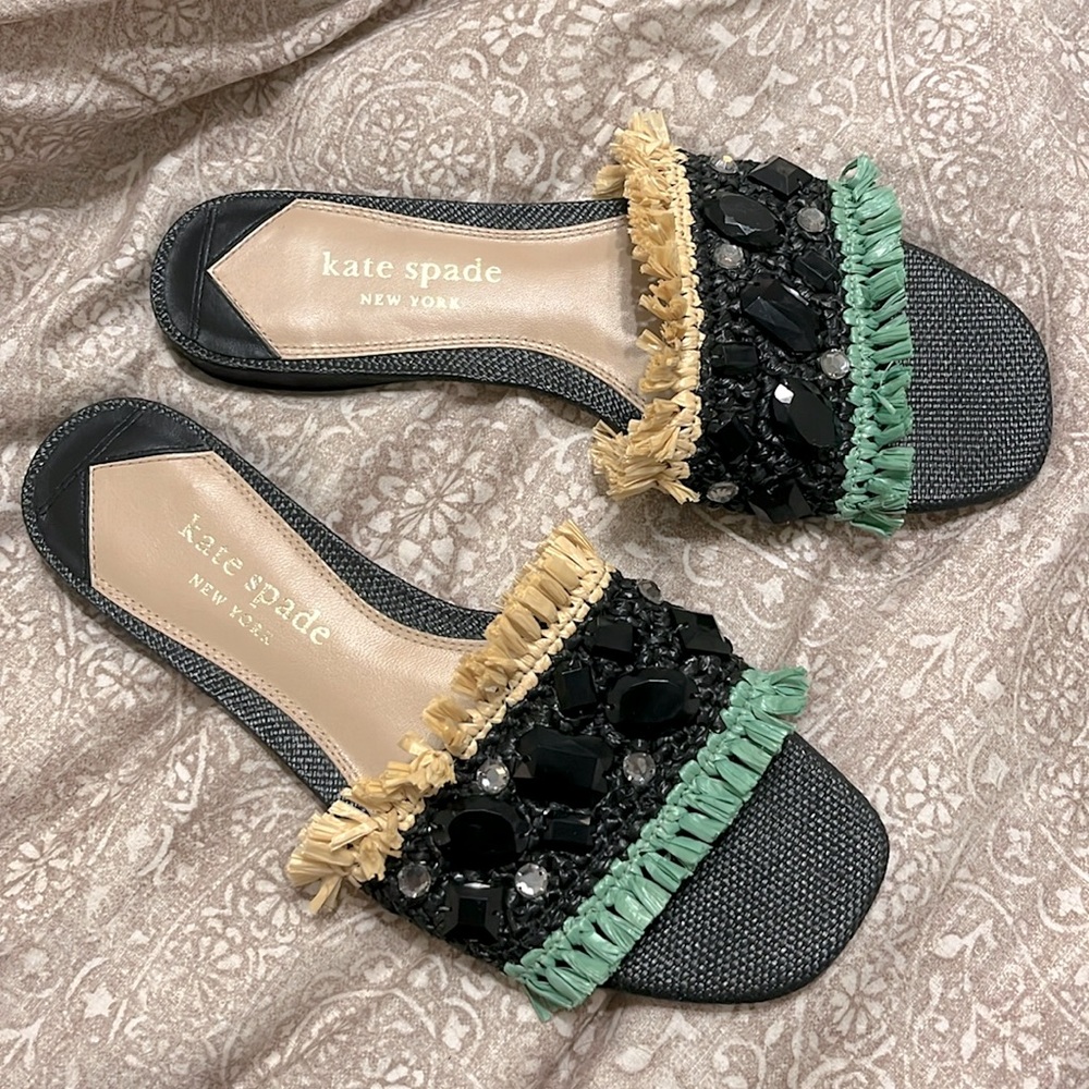 kate spade raffia slides size 8 B